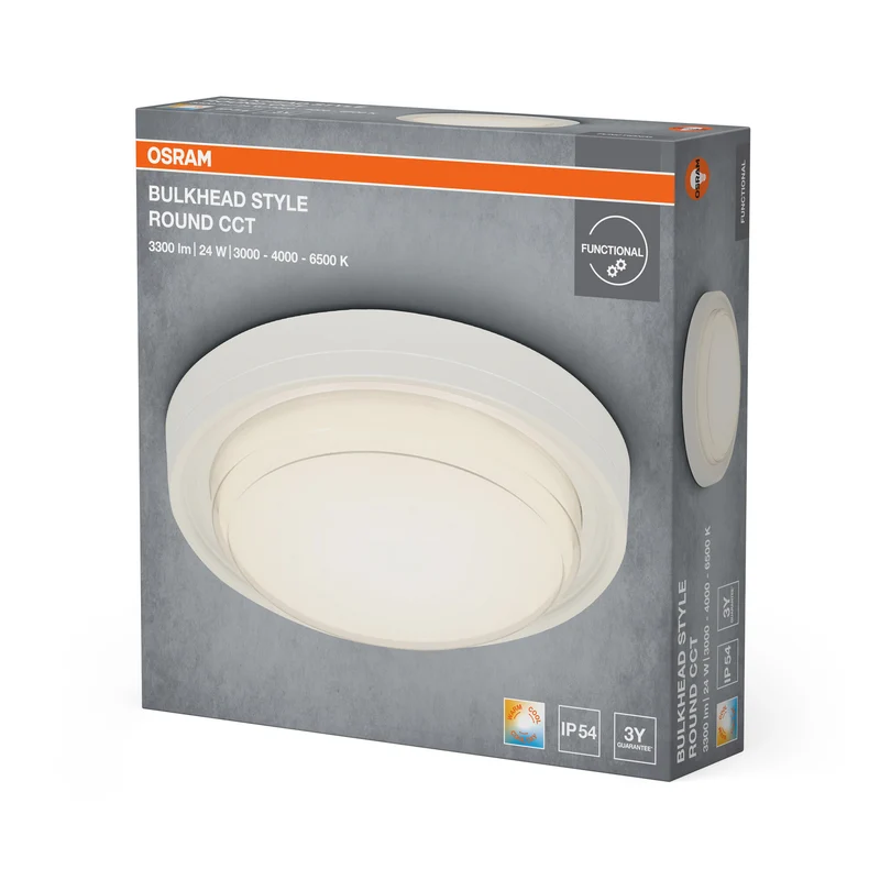 OSRAM Deckenleuchte Weiß, 3000 K / 4000 K / 6500 K, Warmweiß, 2100 lm, 24 W, 22 cm ⌀