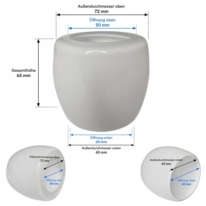 Lampenglas Ersatzglas weiß glänzend rund konisch Ø 7,2 cm | Öffnung 5 cm | Ersatzglas für Pendel- & Deckenleuchten | Original Sompex
