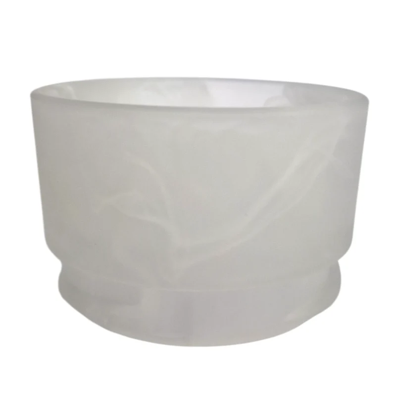 Lampenglas weiß rund flach aus Alabasterglas Loch 5cm mit Gewinde