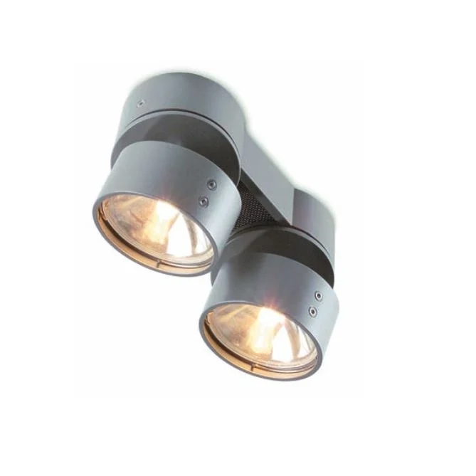 Mawa - Aufbaustrahler Wittenberg 2-flammig rund halogen mit Wabenraster grau inkl. Trafo