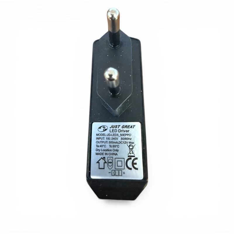 LED Treiber 500mA 12V DC Steckernetzteil – JUST GREAT JG-LED5 Ersatz Netzteil mit Strich-Punkt Anschluss für Tisch- & Stehleuchten