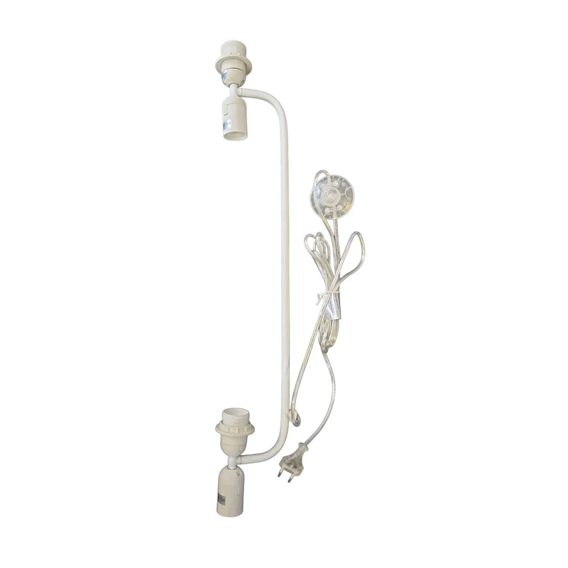 Lampengestell / Lampenhalterung weiß 70cm mit 4x E27 Fassung Fußtrittschalter & Kabel (ca. 265 cm)