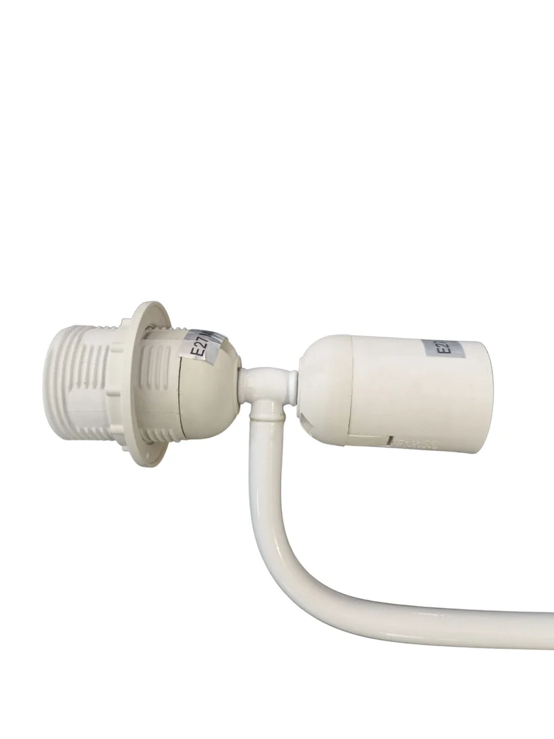 Lampengestell / Lampenhalterung weiß 70cm mit 4x E27 Fassung Fußtrittschalter & Kabel (ca. 265 cm)
