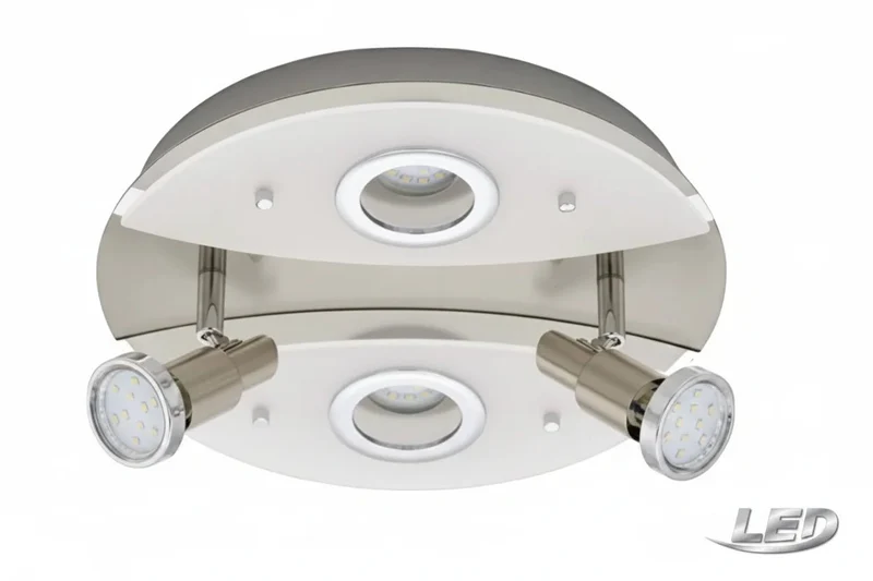LED Deckenleuchte rund nickel matt mit 2 Strahlern | Briloner