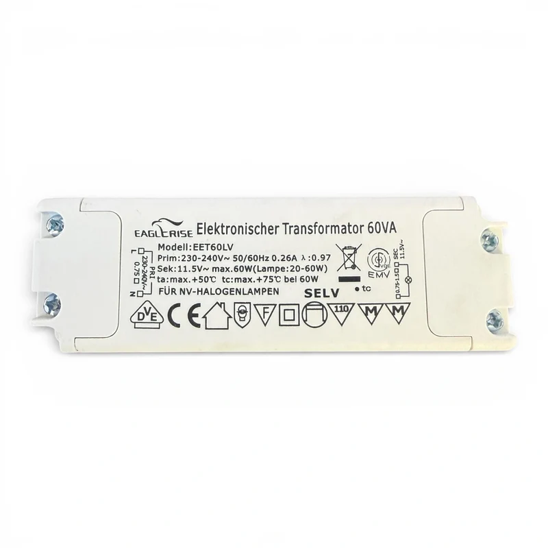 Eaglerise EET60LV Elektronischer Halogen Trafo 60W – 12V Transformator 20-60W