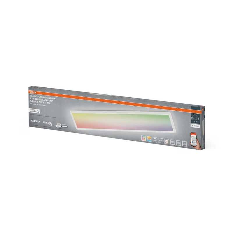 OSRAM Matter SMART+ PLANON SLIM EASYFIX LED Panel Deckenleuchte 98X20cm RGBTW DIM IP54, weiß