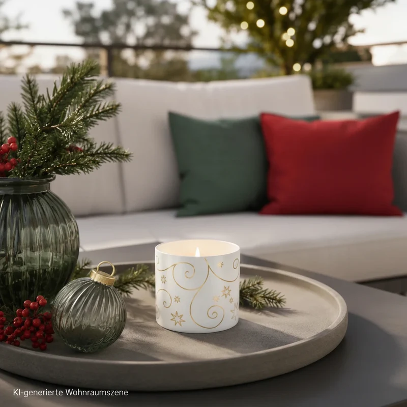 Weihnachtliches Teelichtglas Porzellan STAR Weiß weiß 6,5 cm Kerzenständer