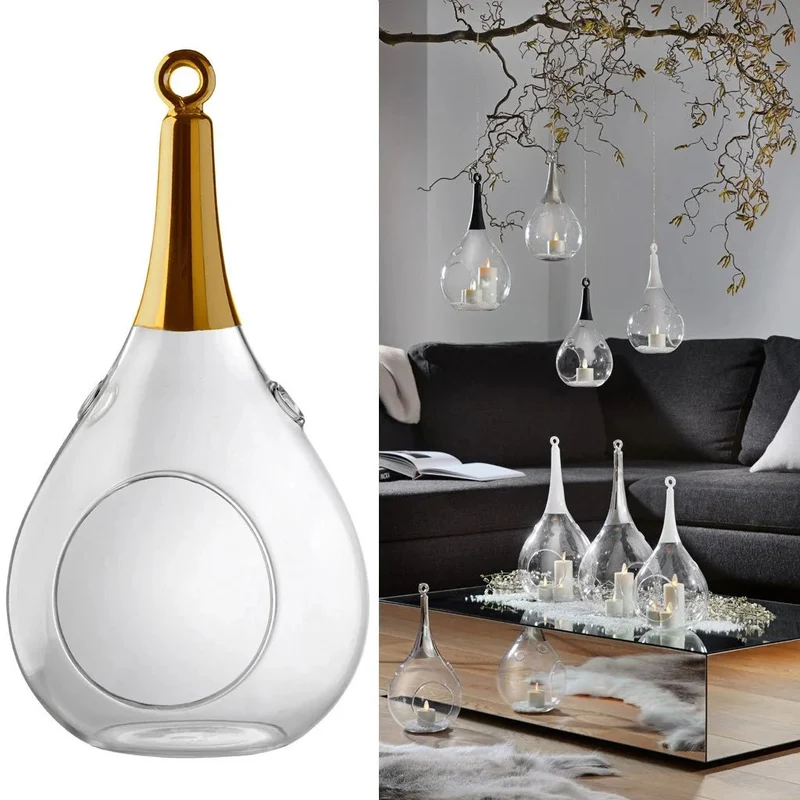 Sompex Taura Hängewindlicht Gold 30 cm – mundgeblasen & handbemalt
