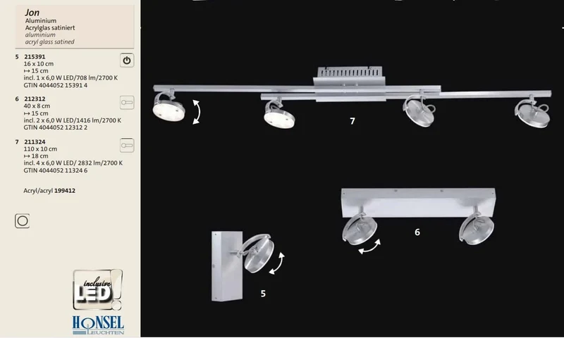 LED Wandleuchte Jon mit Schalter Industrie Stil Alu matt schwenkbar warmweiß