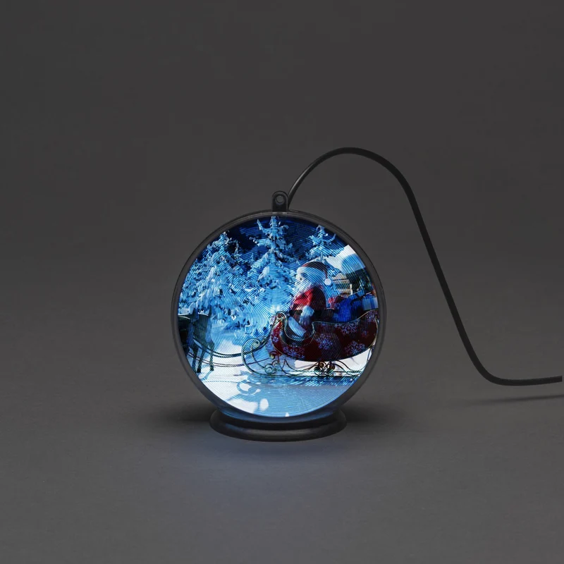 Konstsmide 3D LED-Hologrammkugel Weihnachtsmann mit Schlitten, 2h-Timer