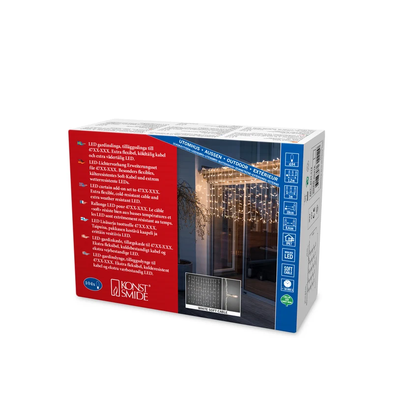 Konstsmide Maxi LED Kompakt System Erweiterung, LED-Lichtervorhang, 104 warmweiße LEDs, IP44