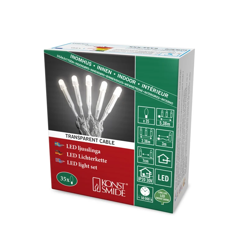 Konstsmide Micro LED-Lichterkette, gefrostet, 30V Innentrafo