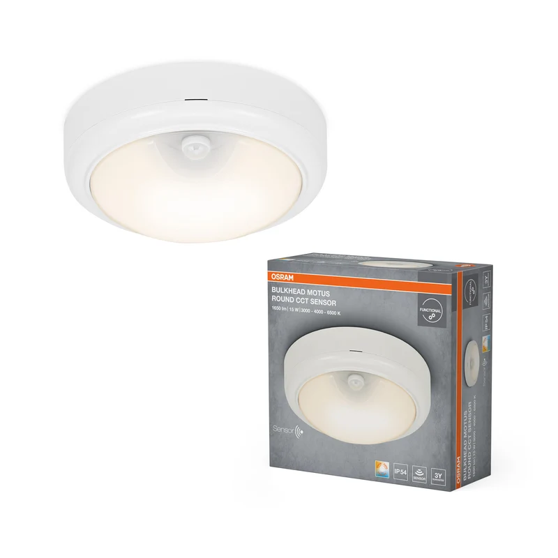 OSRAM LED BULKHEAD MOTUS ROUND Deckenleuchte, 15W, 3000K-6500K, CCT, Weiß