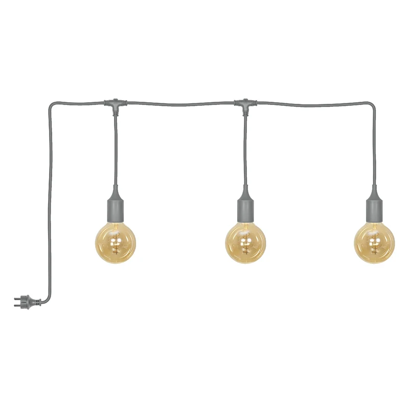 OSRAM Außenpendelleuchte Lichterkette Grau, 7 m Kabellänge, E27, 4W, 3x2000K, Warmweiß
