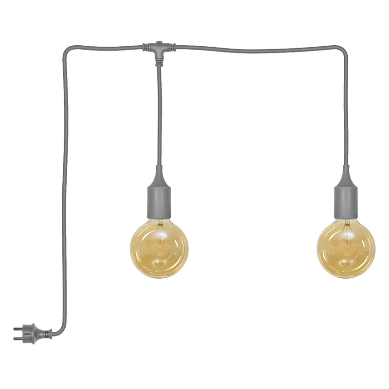 OSRAM Außenpendelleuchte Lichterkette Grau, 6 m Kabellänge, E27, 2.5W, 2x2400K, Warmweiß