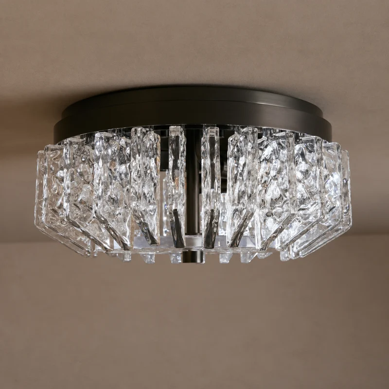 Vetro Nero Flush Mount | Fluted Glass & Stainless Steel | CLVN150BK