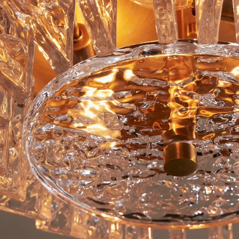 Vetro Ottone Flush Mount | Textured Glass & Brass | CLVO150BR