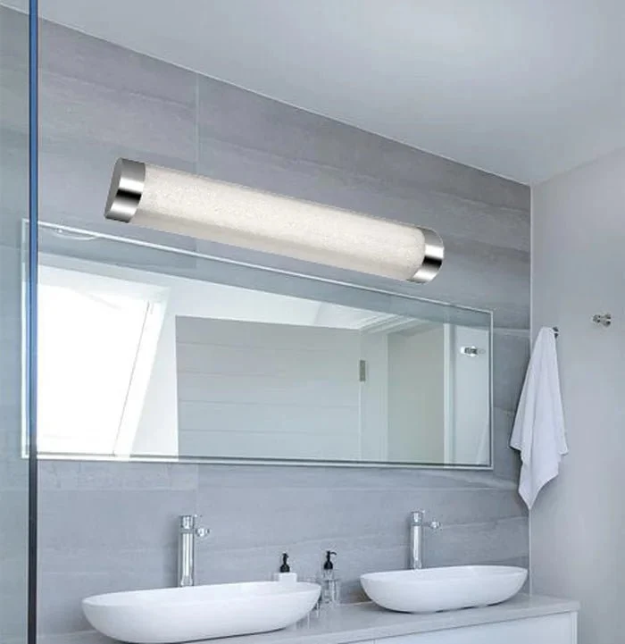 LED Badezimmerlampe Kristalloptik 37,5 cm IP44 – Spiegelleuchte Glitzer Chrom 4000K