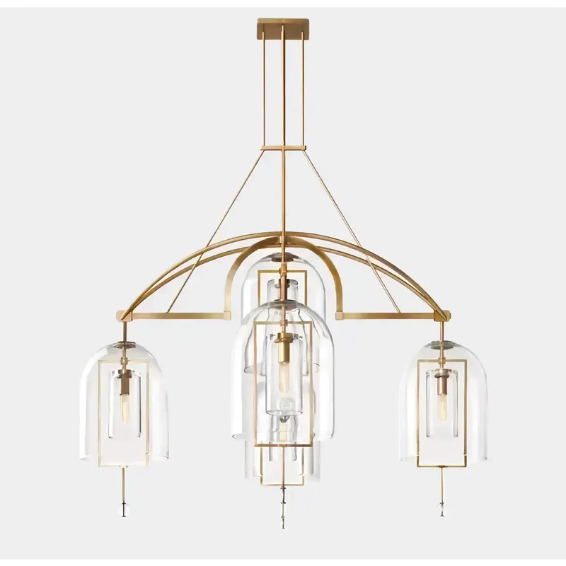 Art Deco Brass & Glass Chandelier | CLZZZTYA