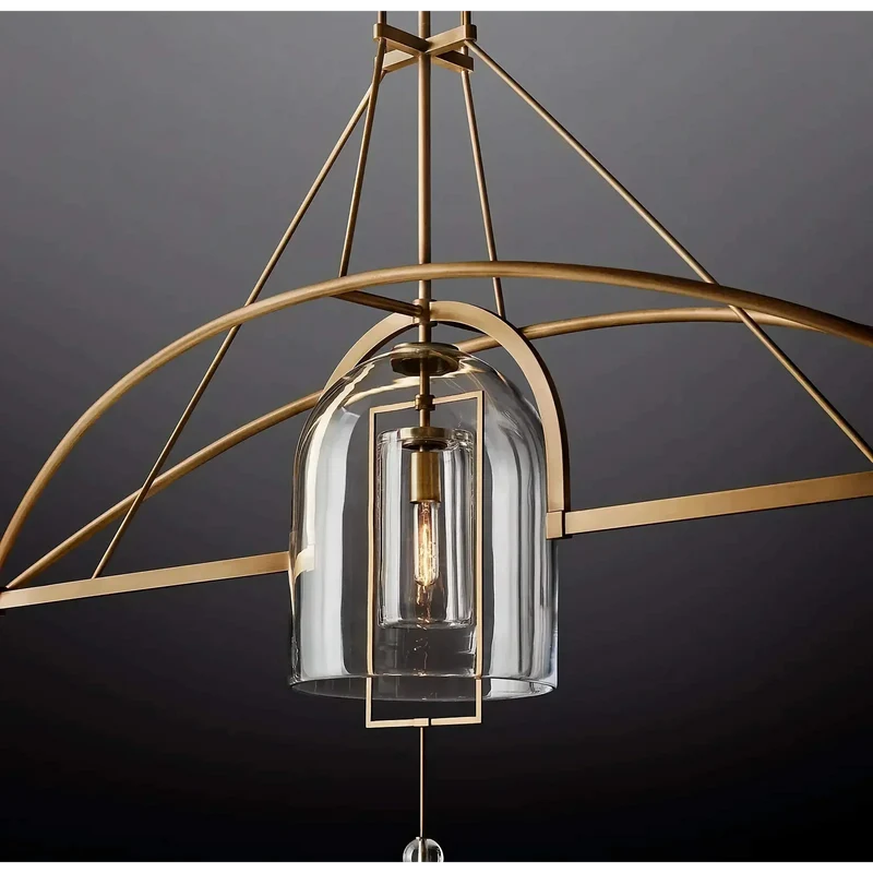 Art Deco Brass & Glass Chandelier | CLZZZTYA