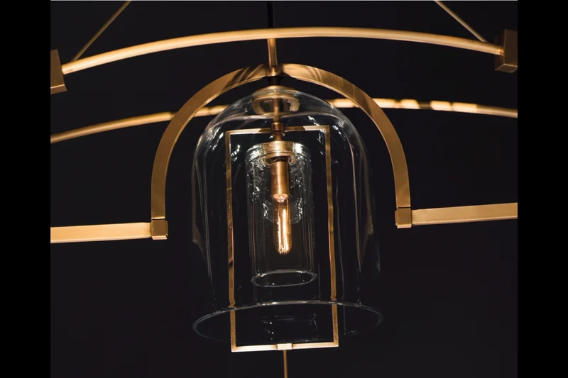 Art Deco Brass & Glass Chandelier | CLZZZTYA