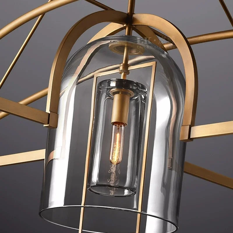 Art Deco Brass & Glass Chandelier | CLZZZTYA