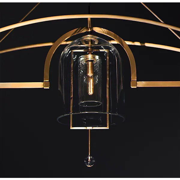 Art Deco Brass & Glass Chandelier | CLZZZTYA
