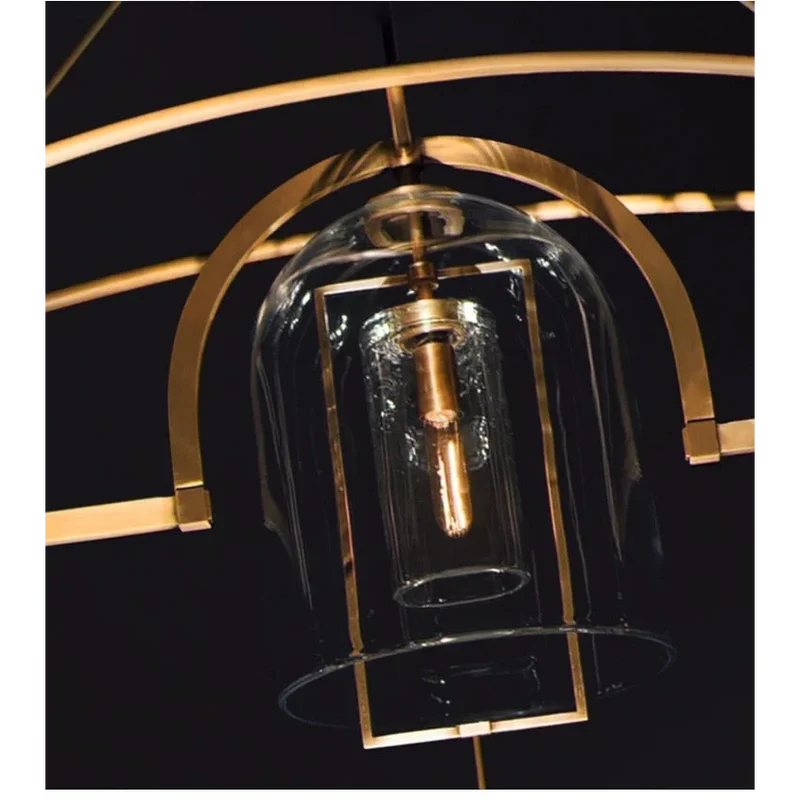 Art Deco Brass & Glass Chandelier | CLZZZTYA