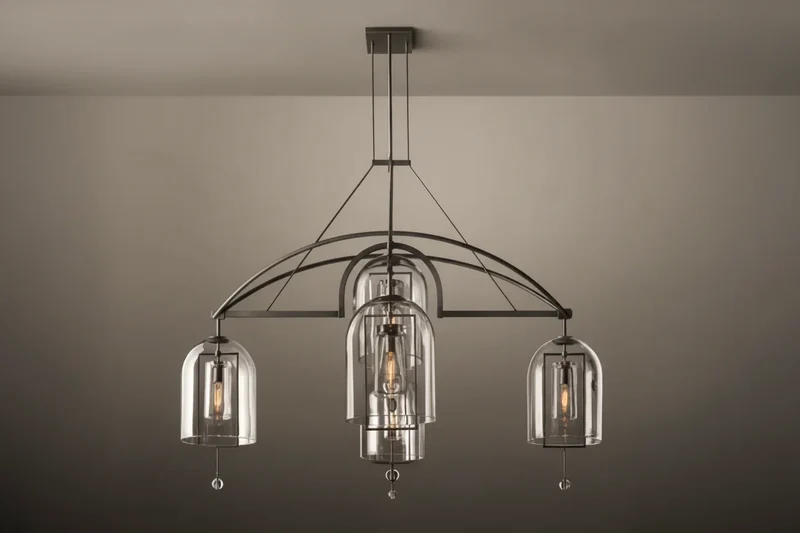 Art Deco Brass & Glass Chandelier | CLZZZTYA