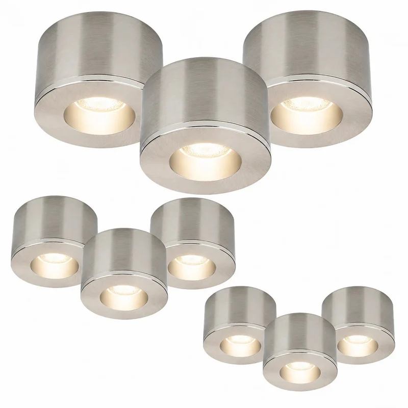 9er Set LED Spots Einbau & Aufbau dimmbar Alu IP44 55 mm – Malmbergs MD-31