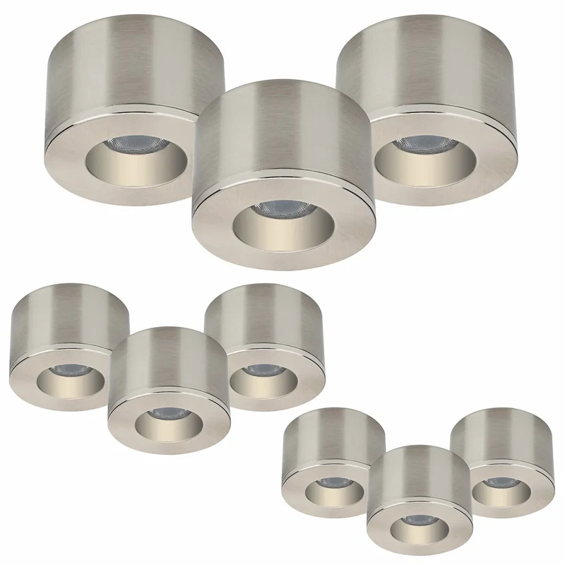 9er Set LED Spots Einbau & Aufbau dimmbar Alu IP44 55 mm – Malmbergs MD-31