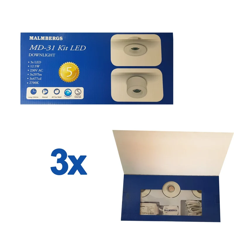 9er Set LED Mini Spots – Malmbergs MD-31 – weiß – dimmbar – IP44 – Einbau & Aufbau – 55 mm