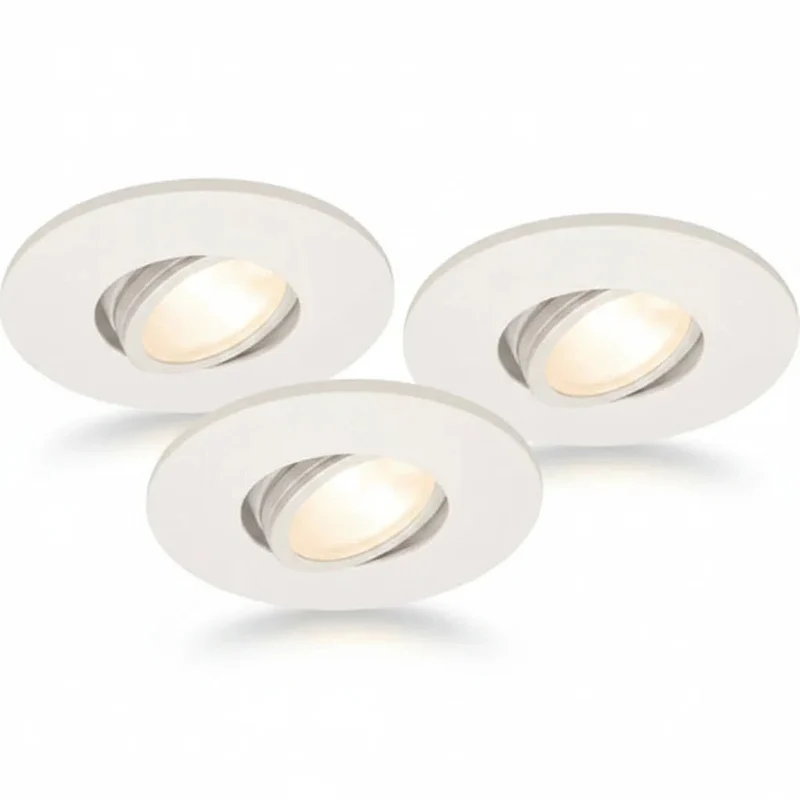9er-Set LED Einbaustrahler MD-350 – dimmbar, schwenkbar, IP44, warmweiß 2700 K, weiß von Malmbergs