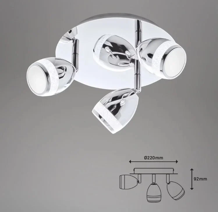 Deckenlampe Badezimmer 3-flammig IP44 Chrom Glitzer – Ø 21-40 cm | Briloner