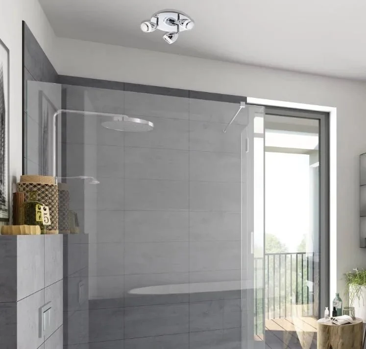 Deckenlampe Badezimmer 3-flammig IP44 Chrom Glitzer – Ø 21-40 cm | Briloner