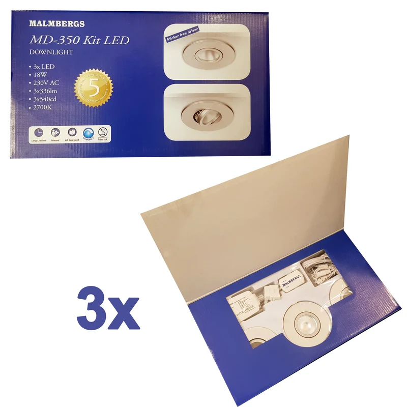 9er Set LED Einbaustrahler dimmbar & schwenkbar IP44 – MD-350 silber matt