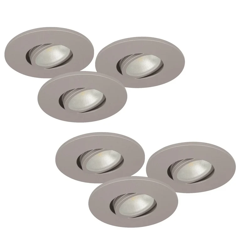 6er Set LED Einbaustrahler dimmbar & schwenkbar – Silber matt – IP44 – MD-350 Kit