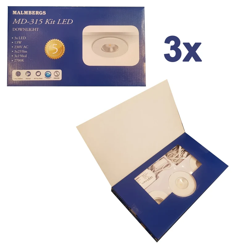 9er Set LED Einbaustrahler MD-315 dimmbar IP44 – Slim 60 mm, 230 V, Weiß