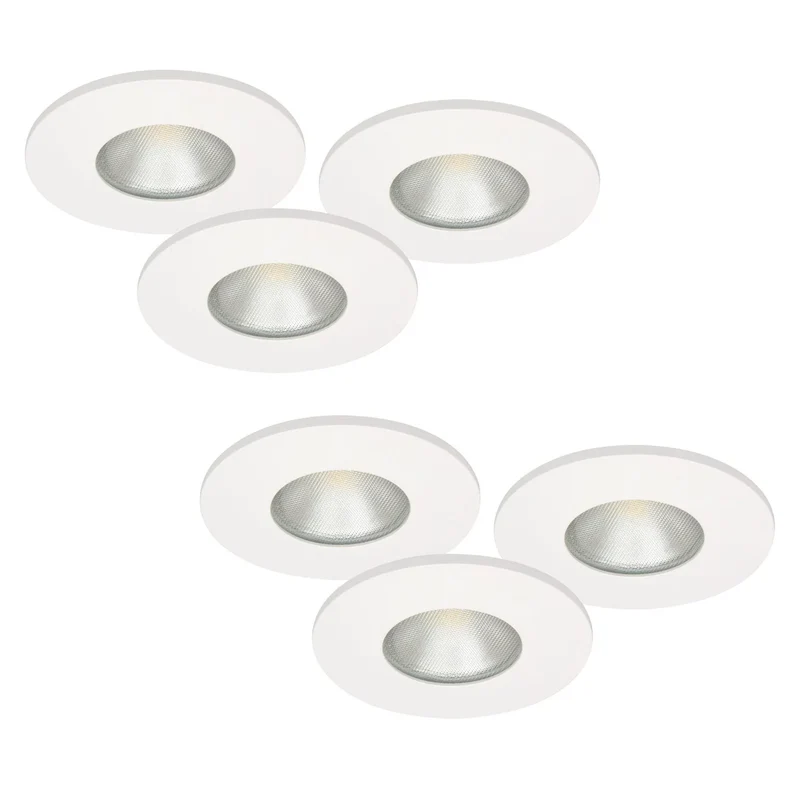 6er Set LED Einbaustrahler MD-315 – dimmbar, ultra slim, IP44, weiß