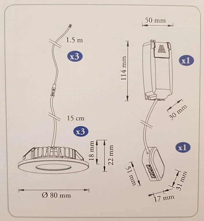 6er Set LED Einbaustrahler MD-315 – dimmbar, ultra slim, IP44, weiß