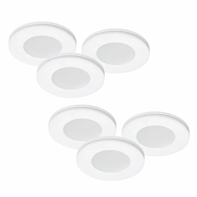 6er Set LED Möbeleinbaustrahler MD-305 – dimmbar, ultra flach 6 mm, Ø 57 mm, warmweiß 3000 K, weiß | Malmbergs