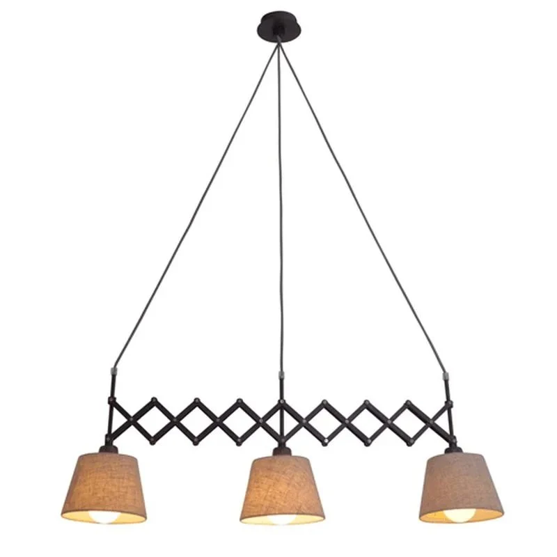 Esstischlampe mit Scherenarm "Adrienne" 3-flammig – Breite verstellbar, Stoffschirme Beige