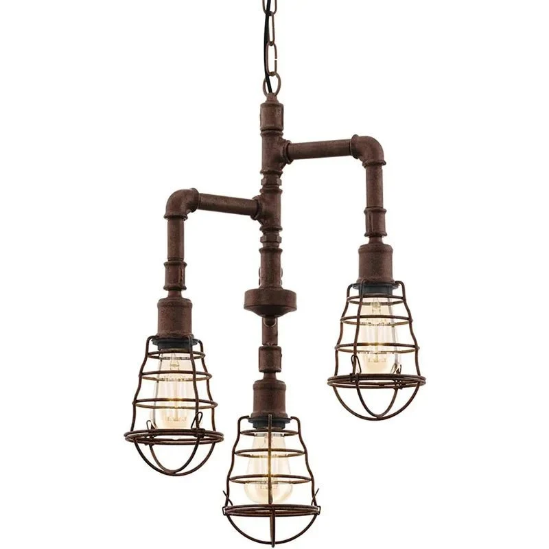 Esstischlampe Industrie Retro Port Seton – 3-flammig | Rost Braun | E27