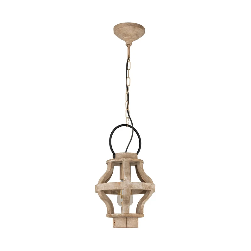Hängelampe Kinross aus Holz – Laternen-Pendelleuchte Ø 23,5 cm, E27, rustikal Boho & Urban Jungle