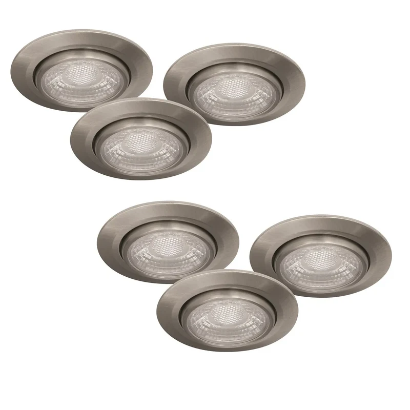 6er Set LED Einbaustrahler Silber – dimmbar – schwenkbar – IP44 – ultra flach – Malmbergs MD-13