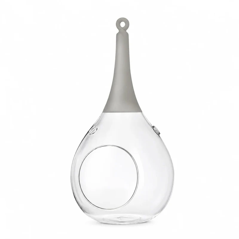 Sompex Taura Hängewindlicht Grau 35 cm – mundgeblasen · handbemalt · Glas · Tropfenform