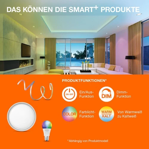LEDVANCE Leuchte: für Decke, SMART SURFACE DOWNLIGHT TW / 12 W, 220…240 V, Ausstrahlungswinkel: 110, Tunable White, 3000…6500 K