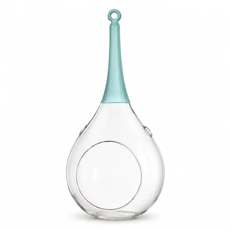 Sompex Taura Hängewindlicht Blau – Mundgeblasenes Glas – 8,5 × 15 × 30 cm