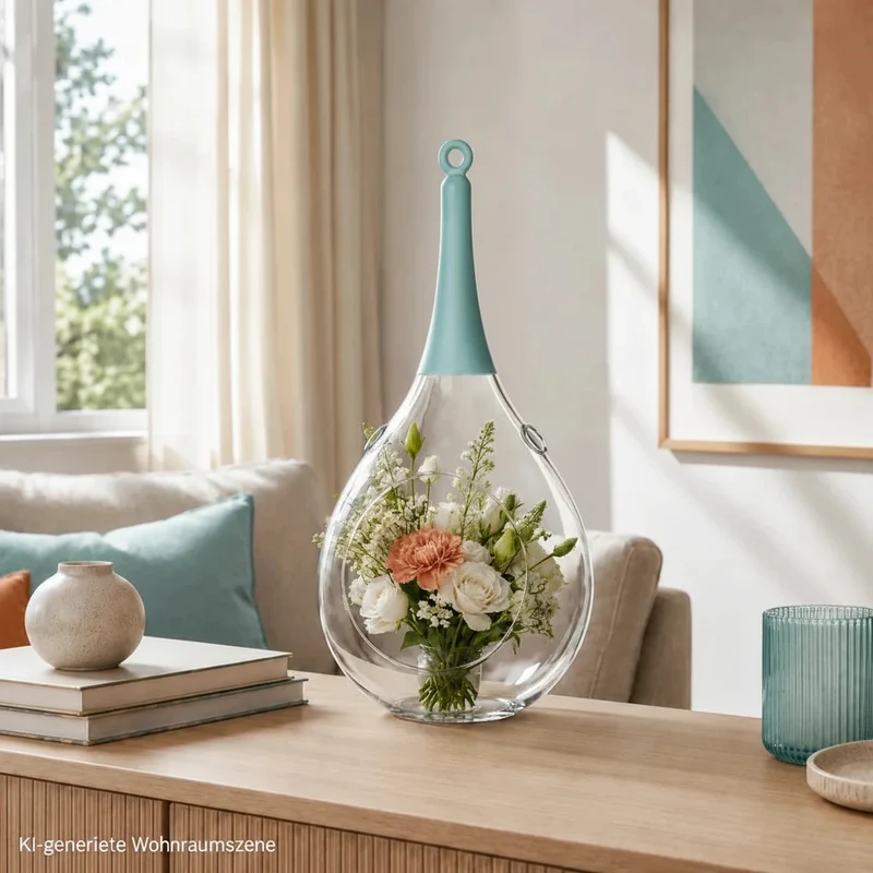Sompex Taura Hängewindlicht Blau 23,5 cm – mundgeblasen & handbemalt