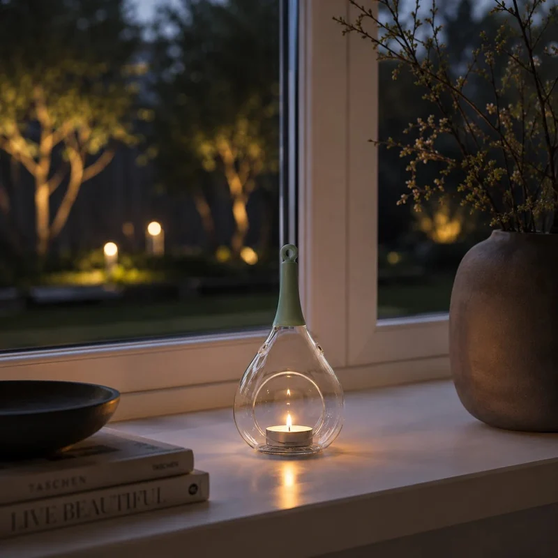 Sompex Taura Hängewindlicht Grün 23,5 cm – Glas · mundgeblasen · handbemalt